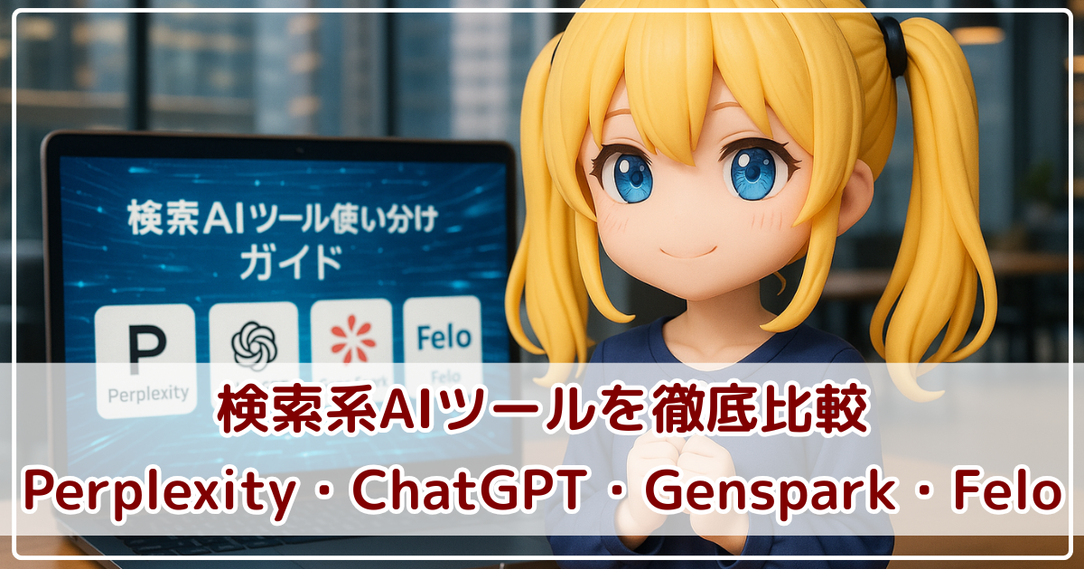 検索系AIツールを徹底比較！Perplexity・ChatGPT・Genspark・Feloの使い分けガイド